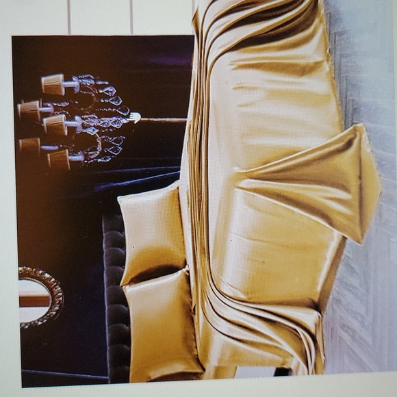 SiinvdaBZX Gold Satin 4 piece sheet set King Ultra Silky Soft deep pocket New… - Picture 1 of 6